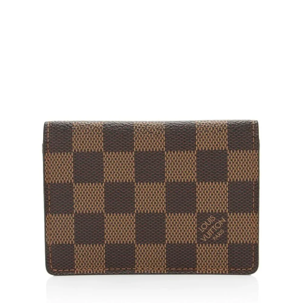 Louis Vuitton Vintage Damier Ebene Two Card Holder Wallet